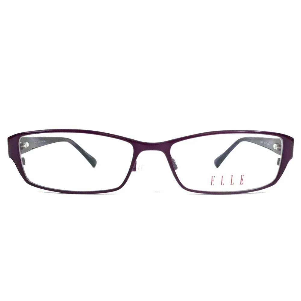 Elle Eyeglasses Frames EL13320 PU Shiny Purple Rectangle Full Rim 52-15-135